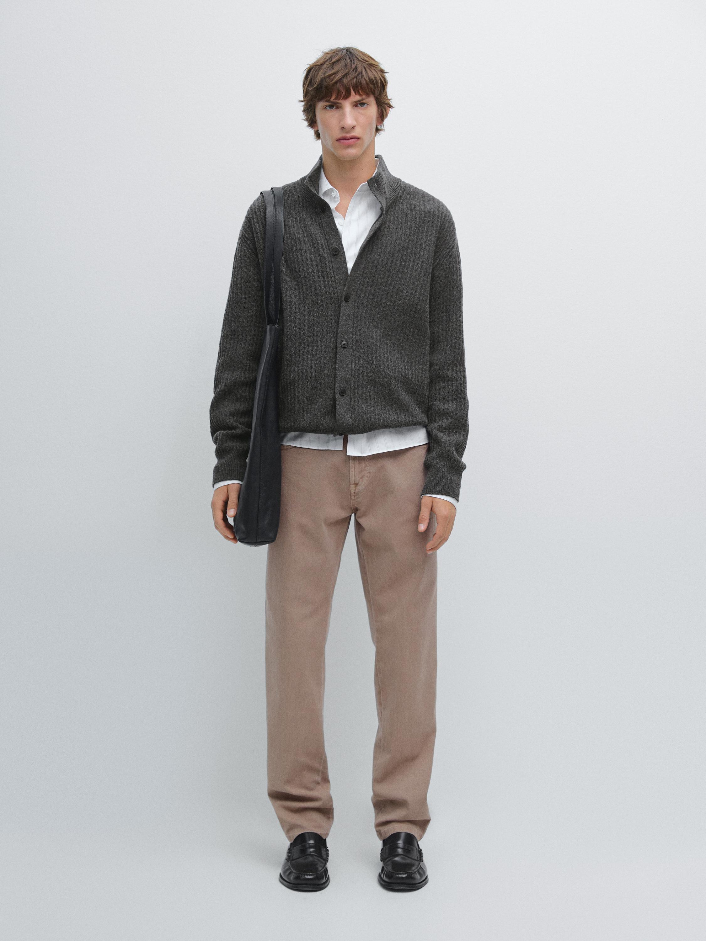 Cardigan à col montant en coton mélangé